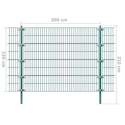 vidaXL Panel ograda sa stupovima od željeza obloženog prahom 6x1,6 m
