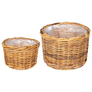 vidaXL Saksija Ko&scaron;ara s pohranom 2 pcs Smeđa Kubu Ratan