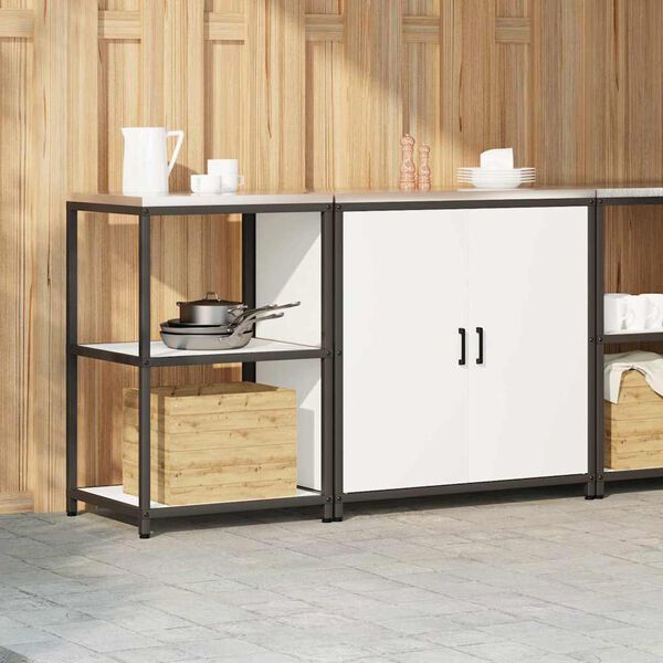 vidaXL Kuhinjski set za pohranu s policom 2 pcs Bijelo Čelična vrata