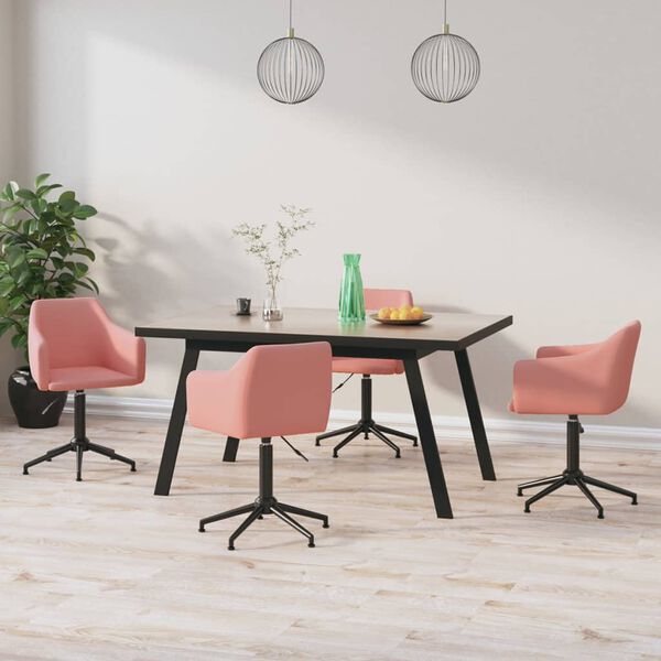 vidaXL Okretne blagovaonske stolice 4 kom ružičaste bar&scaron;unaste