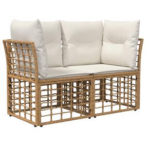vidaXL Vanjski loveseat 2 pcs Prirodna i krema bijela poliratan