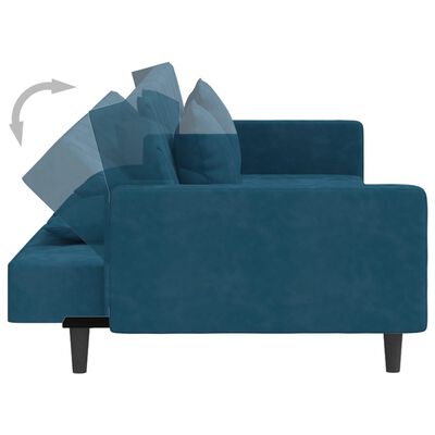 vidaXL Dvosjed na razvlačenje s dva jastuka plavi baršunasti