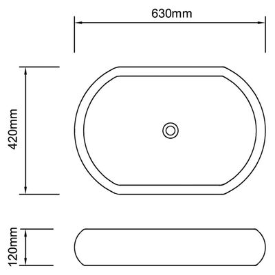Luksuzni Keramički Ovalni Umivaonik Bijeli 63 x 42 cm