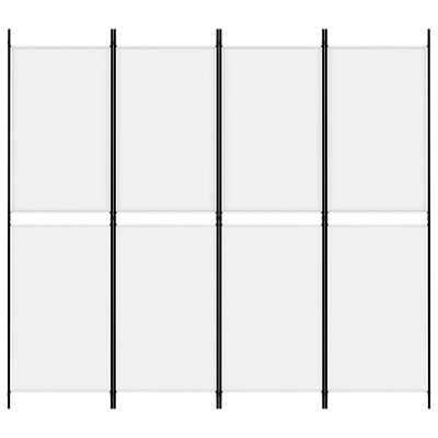 vidaXL Sobna pregrada s 4 panela bijela 200 x 180 cm od tkanine