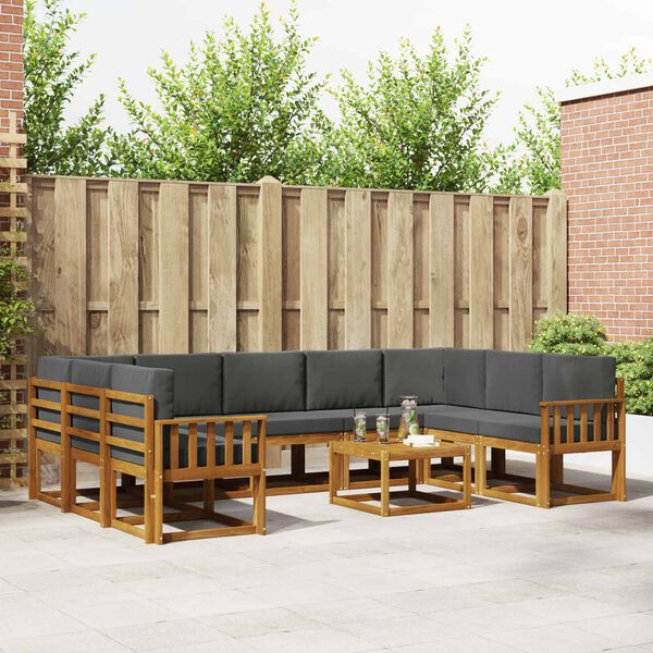 vidaXL Set vanjskih sofa s jastukom 10 pcs Prirodna i antracit