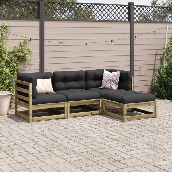 vidaXL 4-dijelni set vrtnih sofa s jastucima od impregnirane borovine