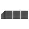 vidaXL Set panela za ogradu WPC 619 x (105 - 186) cm crni
