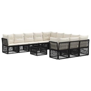 vidaXL Sjedeća garnitura za vrt 12 pcs Crna poliratan