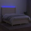 vidaXL Krevet box spring s madracem LED krem 140x190 cm od tkanine