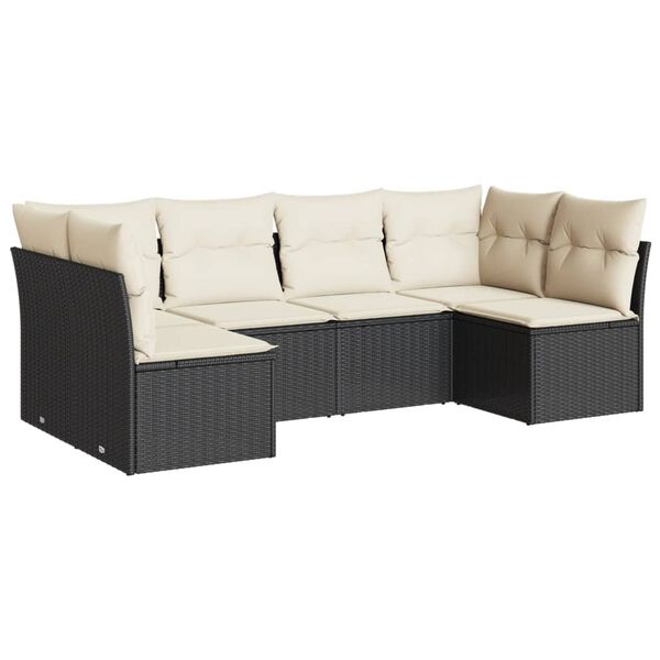 vidaXL 6-dijelni set vrtnih sofa s jastucima crni od poliratana