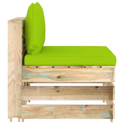 vidaXL Modularna srednja sofa s jastucima od zeleno impregniranog drva