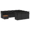 vidaXL 11-dijelni set vrtnih sofa od poliratana s jastucima crni