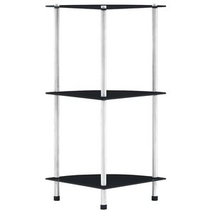 vidaXL Police s 3 razine crne 30 x 30 x 67 cm od kaljenog stakla