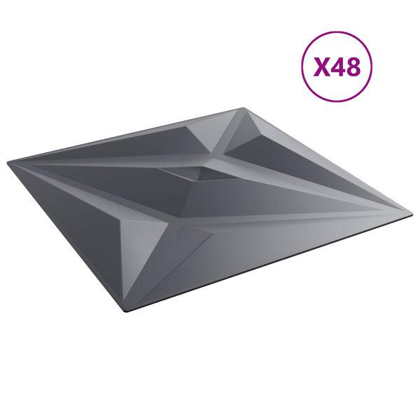 vidaXL Zidne panele Zvijezda 48 pcs Zvijezda siva 50 x 50 cm XPS pjena