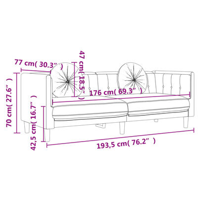 vidaXL 3-dijelni set sofa s jastucima crni baršunasti