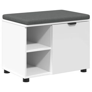 vidaXL Klupa za hodnik s jastukom s policom Bijeli 60 x 38 x 46 cm