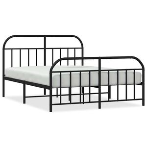 vidaXL Metalni okvir kreveta uzglavlje i podnožje crni 150x200 cm