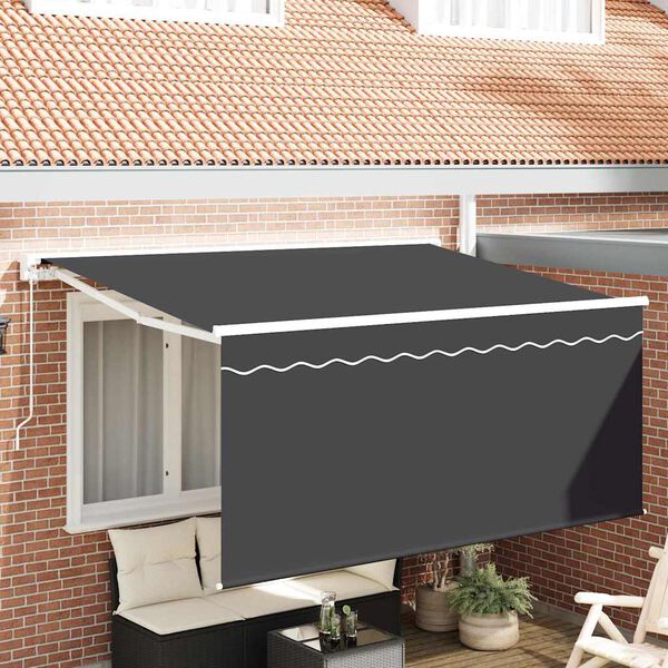 vidaXL Skrovita tenda Prugasti Antracit 300 x 200 cm tkanina