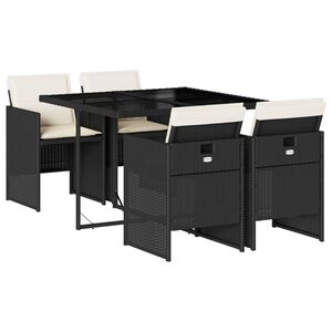 vidaXL 5-dijelni vrtni blagovaonski set s jastucima od poliratana crni