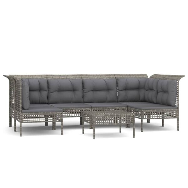 vidaXL 7-dijelna vrtna garnitura od poliratana s jastucima siva