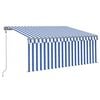 vidaXL Automatska tenda s roletom i senzorom LED 3,5x2,5m plavo-bijela