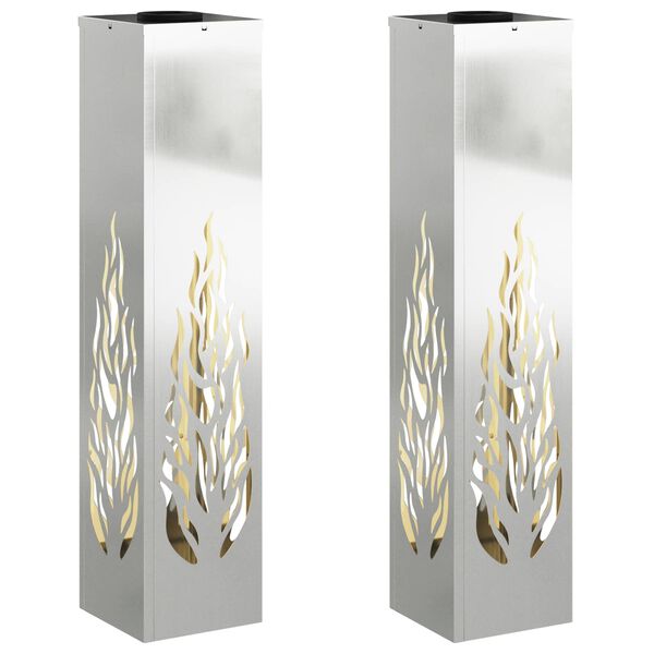 vidaXL Solarna LED svjetlost za stazu 2 pcs Srebrno Cinkani čelik