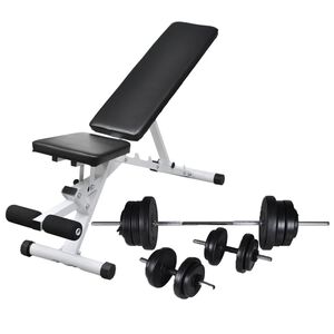 vidaXL Klupa za vježbanje sa setom utega 60,5 kg