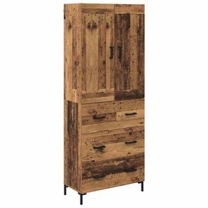 vidaXL Highboard s ladicama 2 pcs Staro drvo Konstruirano drvo