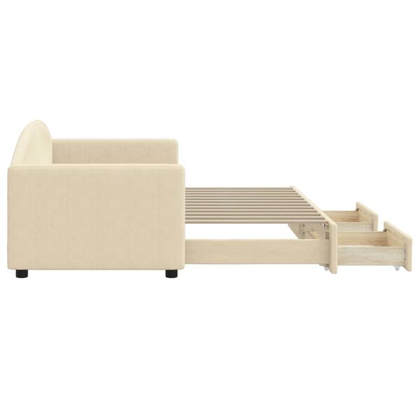vidaXL Dnevni krevet na razvlačenje s ladicama krem 80x200 cm tkanina