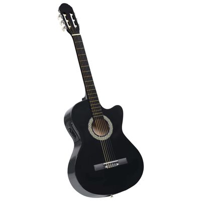 vidaXL 12-dijelni set gitare Western s ujednačivačem i 6 žica crni