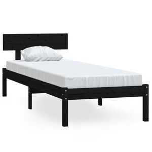 vidaXL Okvir za krevet od borovine crni 90 x 190 cm jednokrevetni