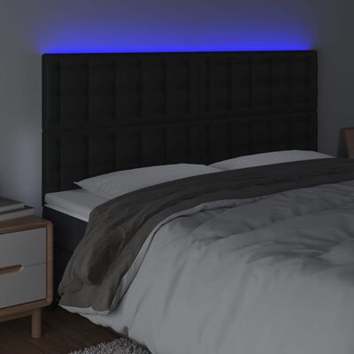 vidaXL LED uzglavlje crno 180x5x118/128 cm od umjetna koža