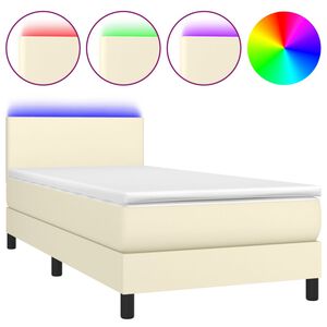 vidaXL Krevet box spring s madracem LED krem 80x200 cm od umjetne kože