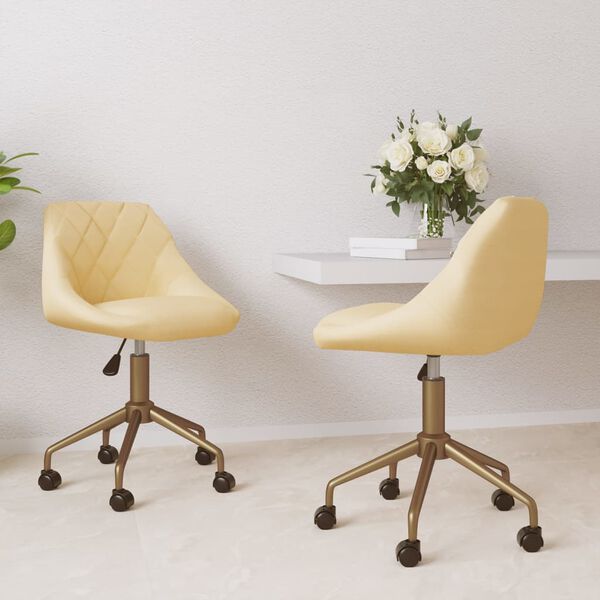 vidaXL Okretne blagovaonske stolice 2 kom krem bar&scaron;unaste