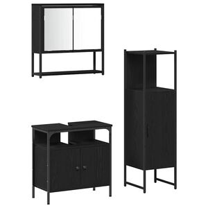 vidaXL Set namje&scaron;taja za kupaonicu Zidne 3 pcs Crna Konstruirano drvo