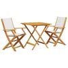 vidaXL 3-dijelni bistro set od tkanine i masivnog drva krem bijelim