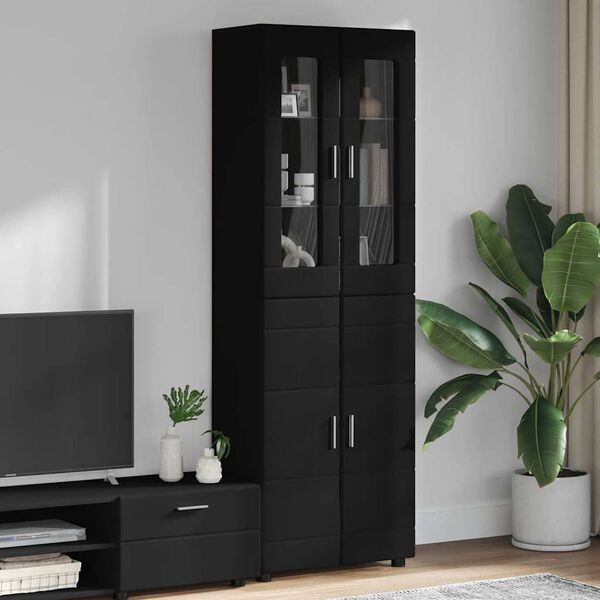 vidaXL Highboard FLORIN Crna 60 x 35 x 182 cm Konstruirano drvo