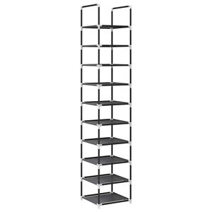 vidaXL Stalak za cipele 10 razina crni 33x33x174 cm netkana tkanina