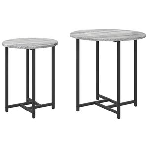 vidaXL Set pomoćnih stolića 2 kom. Siva Sonoma i crna 50 x 50 x 50 cm