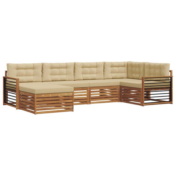vidaXL Set vanjskih sofa s jastukom 6 pcs Prirodna i bež