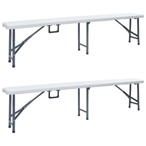 vidaXL Sklopive vrtne klupe 2 kom 180 cm HDPE bijele
