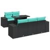 vidaXL 6-dijelni set vrtnih sofa s jastucima crni od poliratana bagrem
