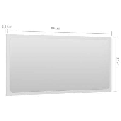 vidaXL Kupaonsko ogledalo sjajno bijelo 80x1,5x37 cm konstruirano drvo