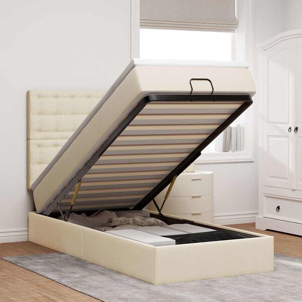 vidaXL Otomanski okvir kreveta s madraca krem 80x200cm od tkanine