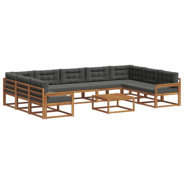 vidaXL Set vanjskih sofa s jastukom 10 pcs Prirodna i antracit