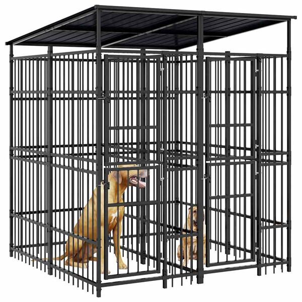 vidaXL Vanjski kavez za pse s krovom čelični 3,69 m&sup2;