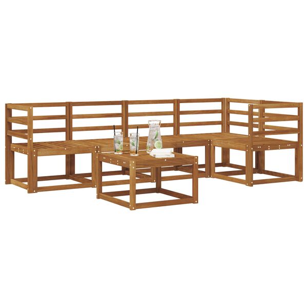 vidaXL Set vanjskih sofa s jastukom 6 pcs Prirodna i svijetlo siva