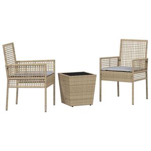 vidaXL Bistro set za vrt 3 pcs Bež poliratan