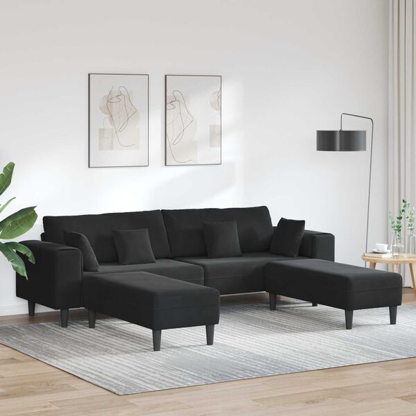 vidaXL Sofa 3 pcs Crna 250 x 188 x 76 cm Bar&scaron;un