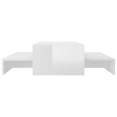vidaXL Set uklapajućih stolića za kavu sjajni bijeli 100x100x26,5 cm